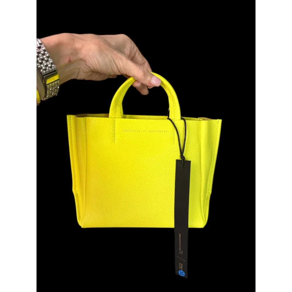 Ampersand As‎ Apostrophe Neon Yellow Micro Tote Leather NWT - Picture 4 of 7